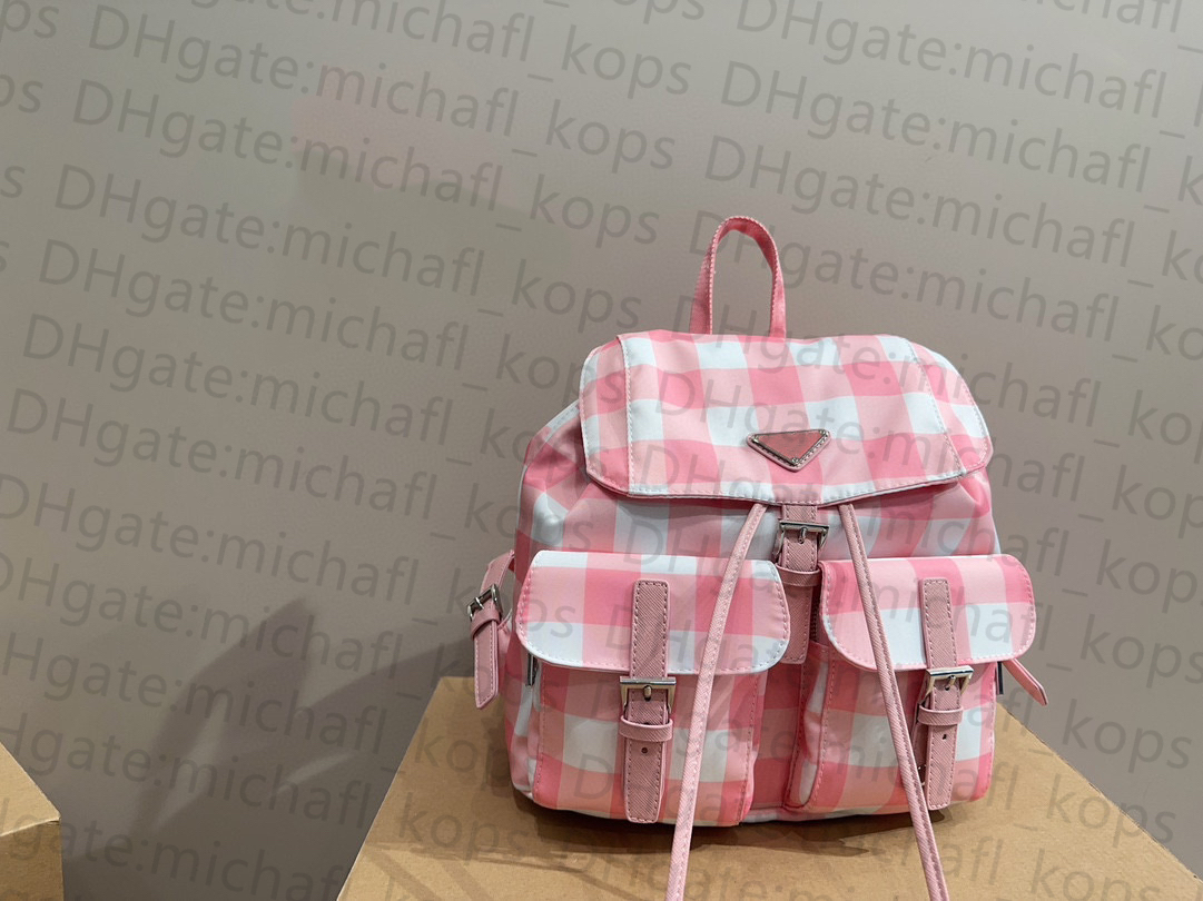 Fashionable and lightweight nylon bag large capacity women backpack plaid mirror quality buckle open travel bag luxury designer bags