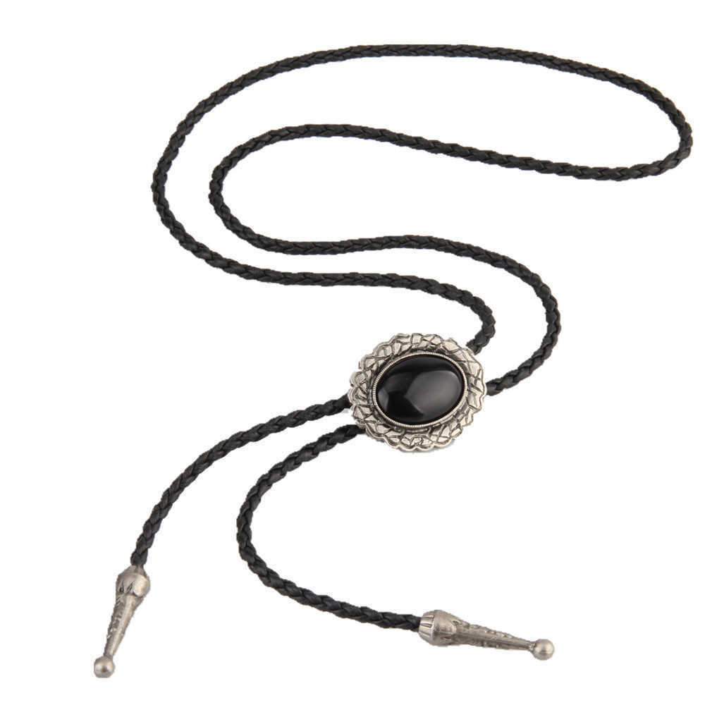 Bolo Ties Bolo Tie europejski i amerykański Naszyjnik mody pollo łańcuch retro Sweter Sweter czarny długi naszyjnik ozdoby HKD230719