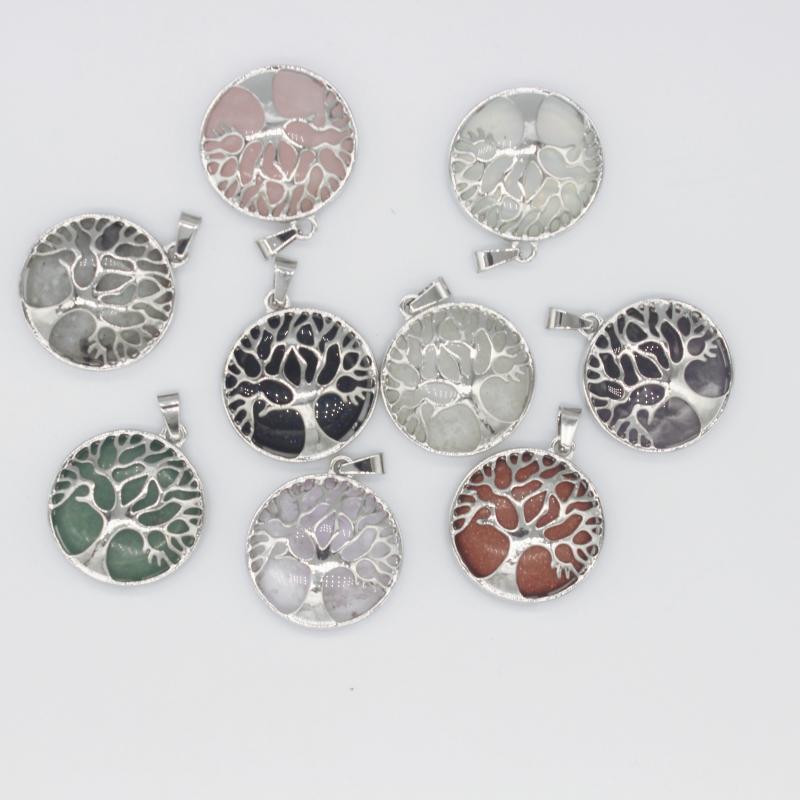 Pendentif en forme d'arbre de vie en pierre de cristal naturel Agates faire un arbre de fortune pêche breloques fabrication de bijoux Fengshui