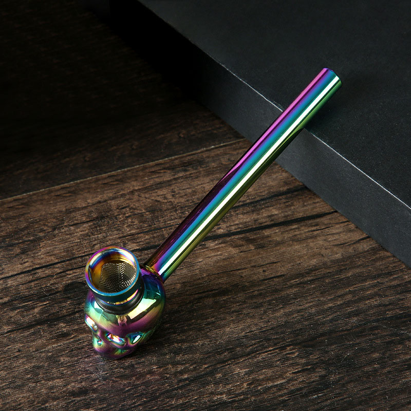 Ultimi tubi di vetro spesso in Pyrex stile teschio colorato Cucchiaio portatile rimovibile erbe secche Cucchiaio filtro in metallo Ciotola bong da fumo Supporto bong innovativo