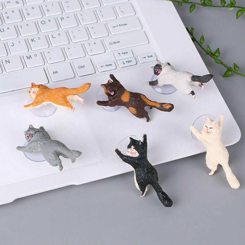 Universal Cute Cat Holder Mini Cartoon Statue Craft Portacellulare Design a ventosa Supporto auto Accessori telefoni cellulari L230619