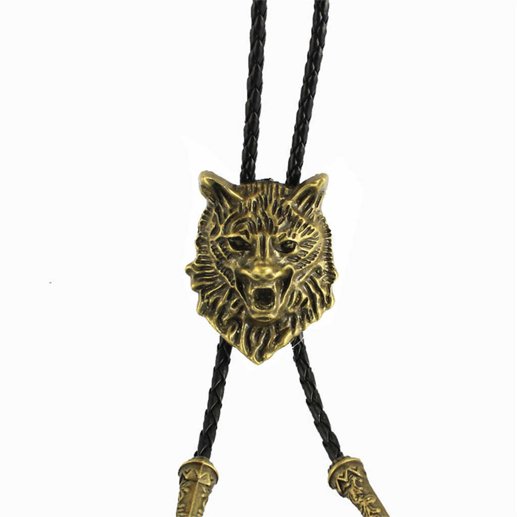 Bolo Tie Sies New Style Wolf Head Bolo Tie Collar Rope Hanging Fashion Men's And Women's Clothing Pendant Bolo Tie Accessories HKD230719