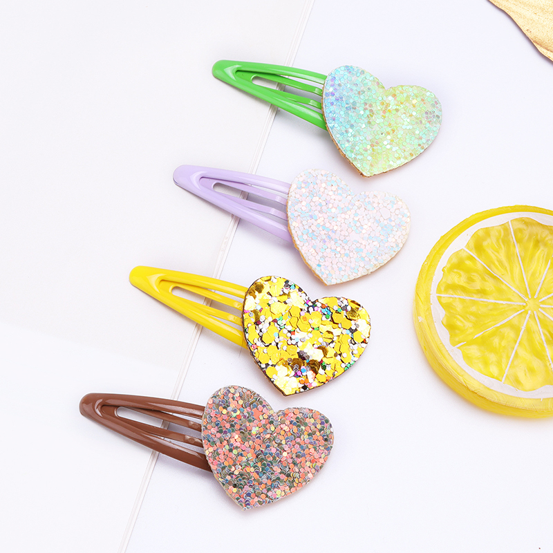 Candy Colored BB Clip Children's Cartoon Butterfly Barrettes Hair Clips Girls' Sequin Heart Hairpin Fashion Hair Accessory