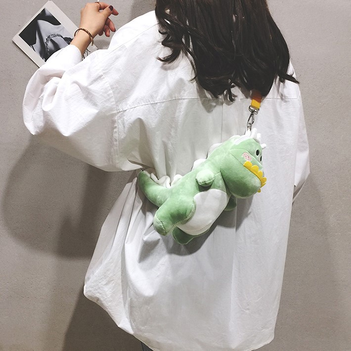 Linda bolsa de pelúcia para mulheres 2023 nova linda bolsa de desenho animado linda menina pequena bolsa mensageiro bolsa de dinossauro fofa bolsa móvel bolsa de ombro