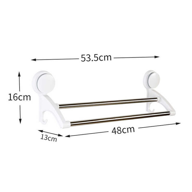 Dual-schicht Schiene Regal Saug Handtuch Rack Edelstahl Wand Halterung Bad Handtuch Halter Rack Bad Küche Zubehör L230704