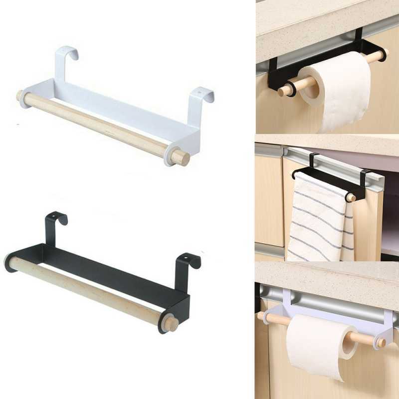 Appendiabiti in legno sopra la porta dell'armadio Portarotolo di carta Porta asciugamani Home Organizer Strumenti Bagno Gadget da cucina Portasciugamani L230704