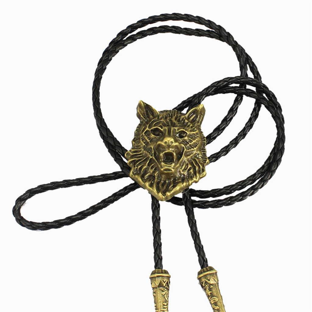 Bolo Tie Sies New Style Wolf Head Bolo Tie Collar Rope Hanging Fashion Men's And Women's Clothing Pendant Bolo Tie Accessories HKD230719