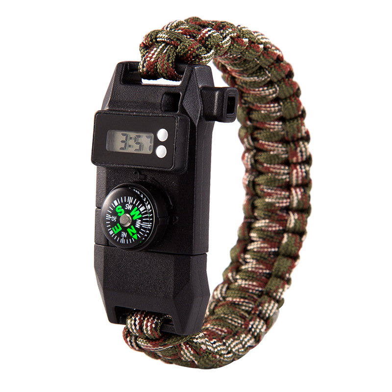 Braccialetto di paracord tattico di autodifesa 7Core Corda ombrello Esercito Camouflage Cavo paracadute Sopravvivenza di emergenza Strumento EDC Braccialetto da campo all'aperto