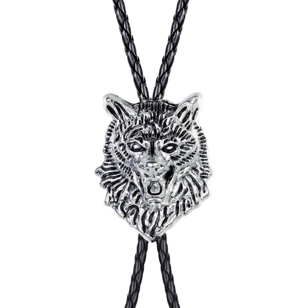 Bolo Tie Sies New Style Wolf Head Bolo Tie Collar Rope Hanging Fashion Men's And Women's Clothing Pendant Bolo Tie Accessories HKD230719