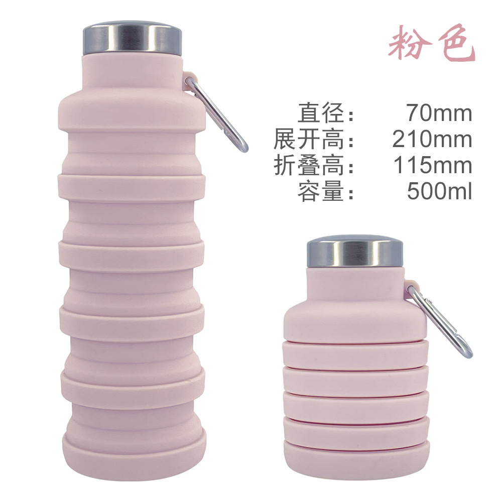 Bottiglie d'acqua pieghevoli in silicone da 500 ml senza BPA, acqua portatile uso alimentare campeggio all'aperto