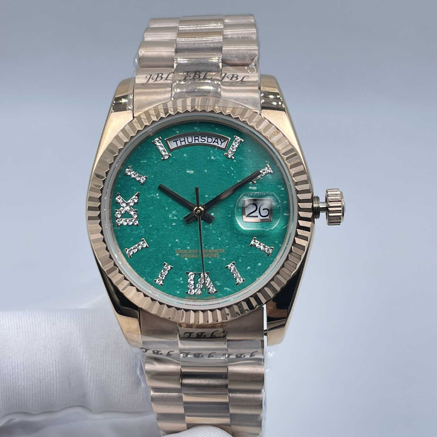 Hoge kwaliteit luxe Romeinse kleine diamanten wijzerplaat bezel tanden rand 36mm dameshorloge 2813 automatisch staal waterdicht horloge