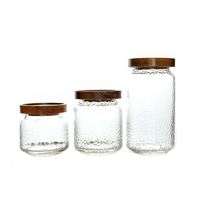 Glass Sealed Storage Jars Tea Cans with Wooden Lids Food Grains Coffee Beans Tea Storage Can