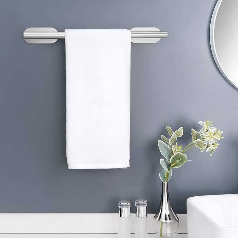 Porte-serviettes en acier inoxydable porte-serviettes auto-adhésif pour salle de bain cuisine toilette montage mural sans poinçon L230704