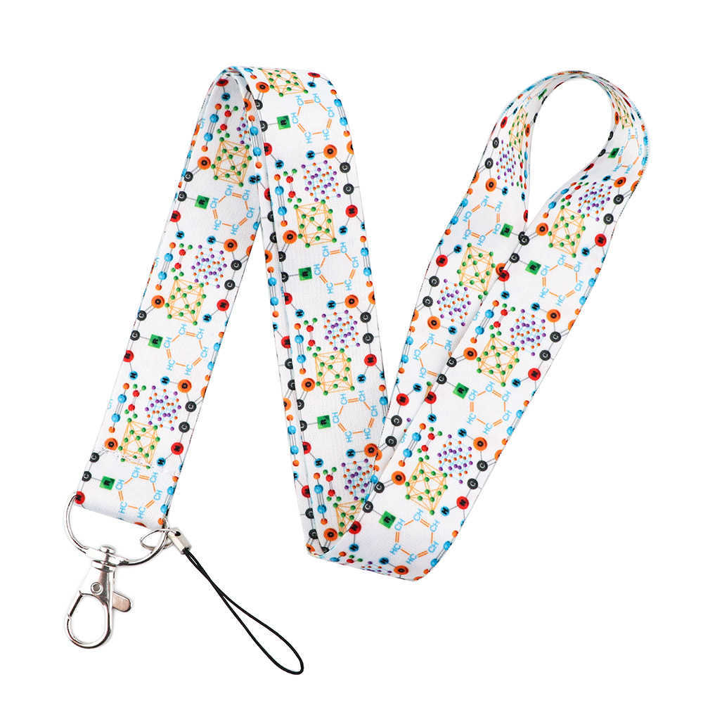 Cartoon Chemistry Lanyard Mobiltelefon Strap ID -kort Badge Holder Rope Key Chain Keyrings WebSling Accessory Gifts L230619