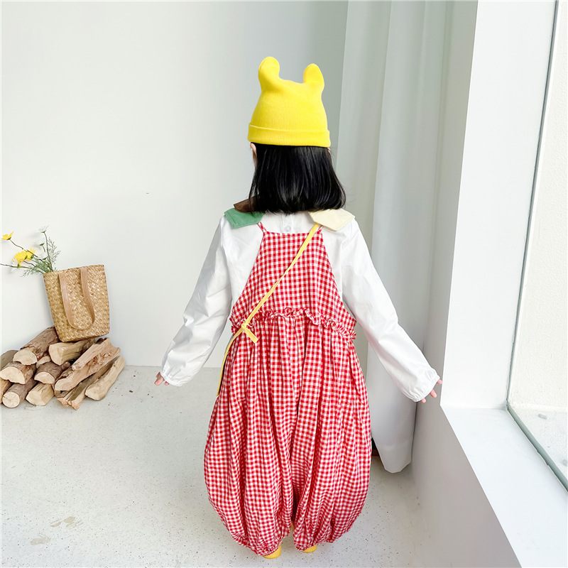 春秋の幼児の子供の服の衣装ゆるいカジュアルサスペンダーズの女の子の子供服のベビーワイドレッグパンツ