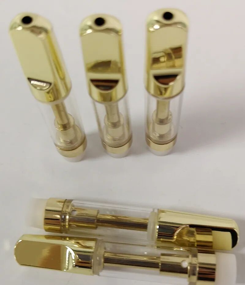 Gouden cartridge 0,5 ml 0,8 ml 1,0 ml keramische cartridges 510 draadverstuiver 2,0 mm dikke oliegaten Karren Lege pen TH205 Kar Schuimbak Verpakking OEM