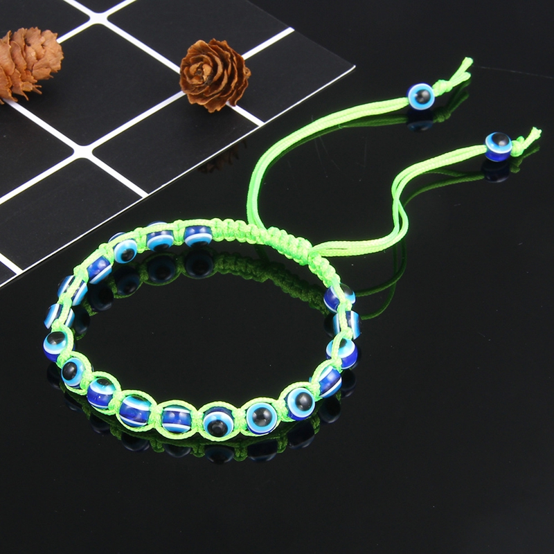 Bracelet perlé bleu mauvais œil Bracelets de corde réglables Kabbale Protection amitié tissé à la main turc chanceux pour hommes femmes