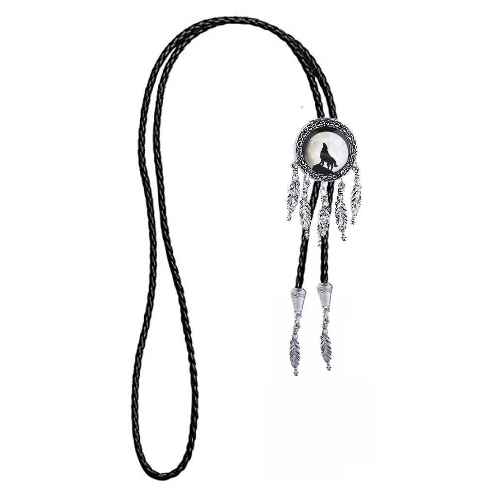 Bolo Ties Western wolf head feather Bolo tie HKD230719