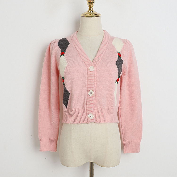 716 2023 여름 활주로 여름 브랜드 같은 스타일 스웨터 줄무늬 긴 소매 V 목 흰 분홍색 패션 의류 고품질 여성 DL