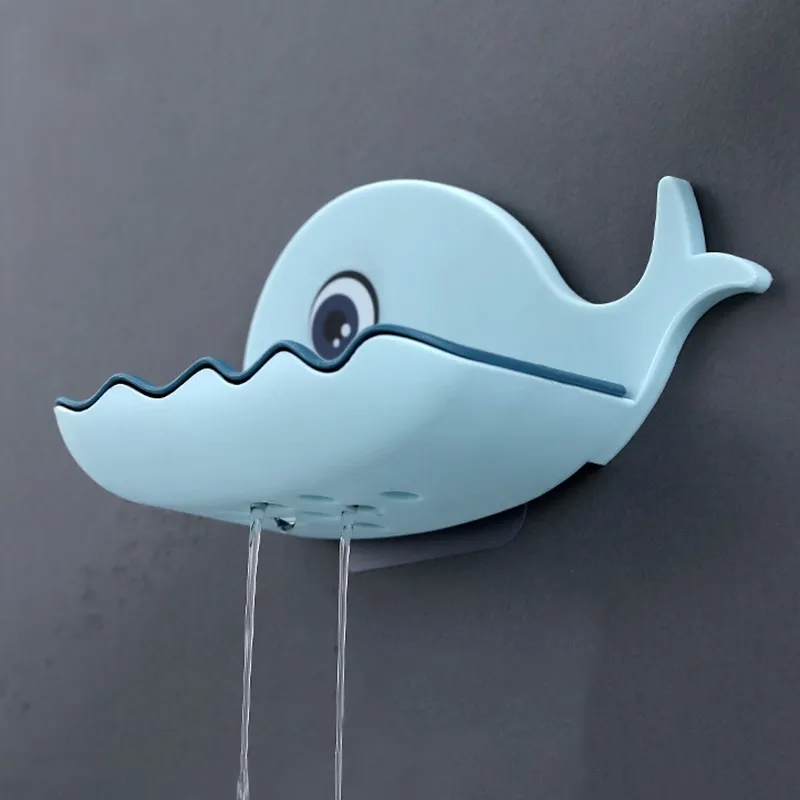 Soap Dish Box Cute Cartoon Whale Soap Holder Case Home Shower Travel Container Storage Drainer Plate Tray Bathroom Supplies Gadgets