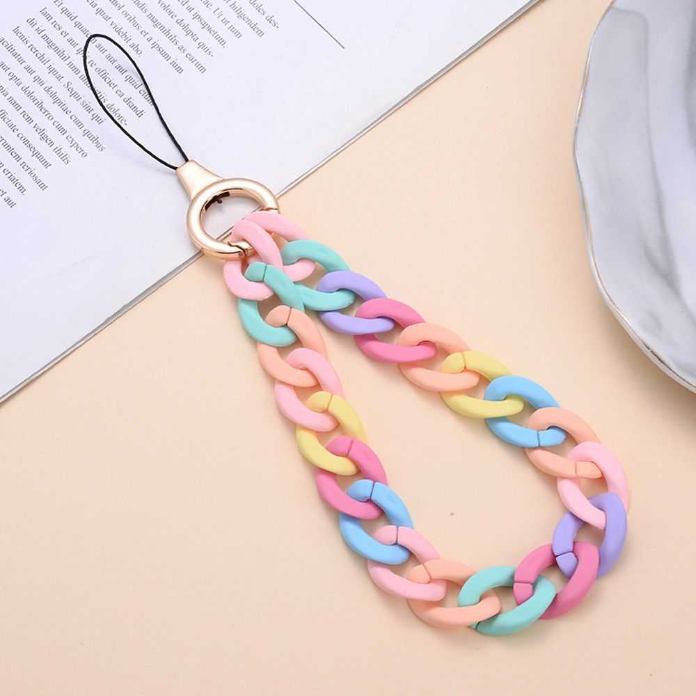 Färgglad telefonkedja Lanyard Mobiltelefon Nyckelring Rem Anti-Lost Handmade Akryl Cord Pendant For Women Jewelry Accessories L230619