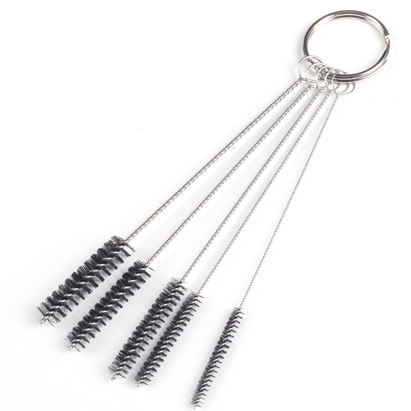 5 In 1 Pipe Cleaning Brush Keyring Keychain Multi-function Straw Brush