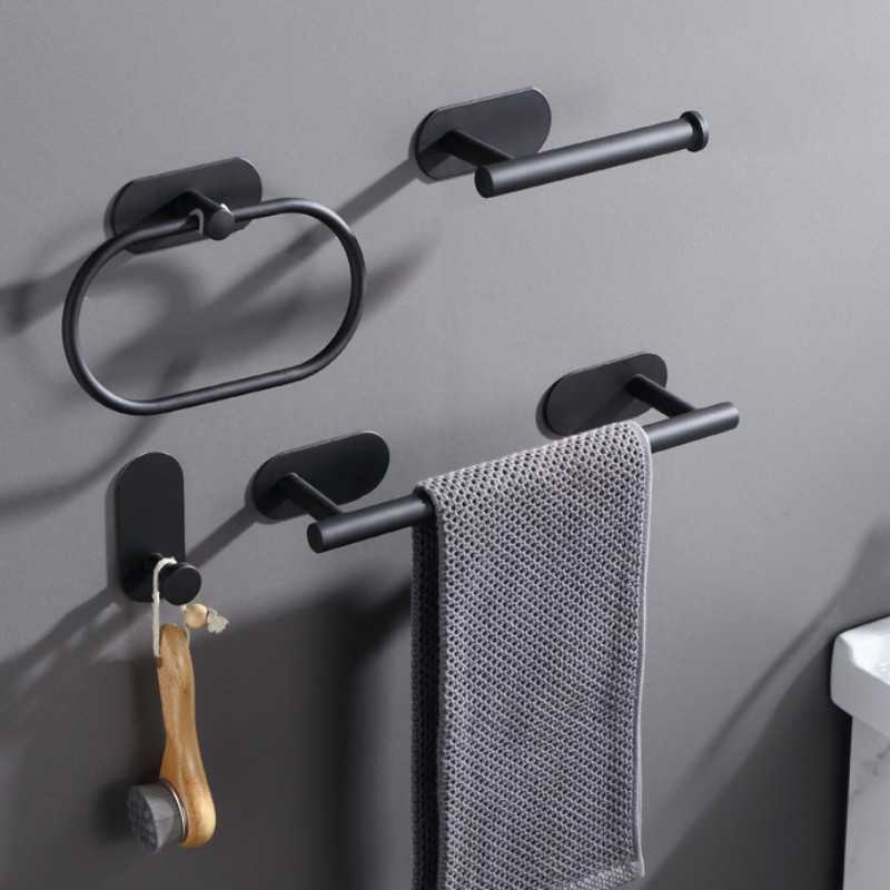 Badkamer Hardware Set Roestvrij Staal Geborsteld Robe Haak Handdoek Rail Bar Plank Tissue Toiletrolhouder Badkamer Accessoires L230704