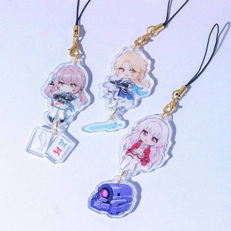 Honkai Star Rail Mobile Phone Straps Silver Wolf Pom-Pom Yanqing Qingque Acrylic Pendant Mobile Phone Accessories Anime Gifts L230619