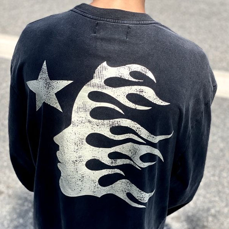 Hellstar Shirts Designer Hoodies Men Plus Sweatshirts hellstar t shirt Rapper Wash Grey Heavy Craft Unisex Long sleeve Tshirts Tops High Street Retro Women T-shirt