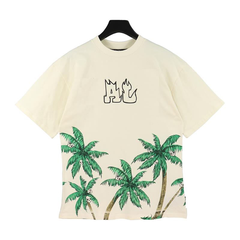 Nova camiseta de manga curta PA fashion americana High Street Tide Palm estampada solta de algodão casual masculina e feminina T-shirt maré