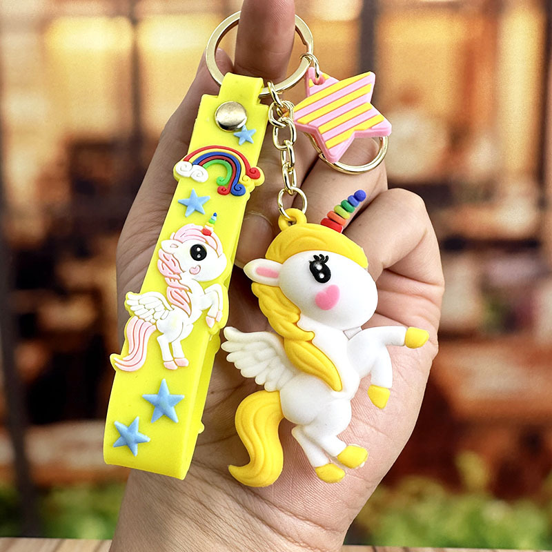 Cartoon Rainbow Horse Unicorn Keychain Bag Pendant