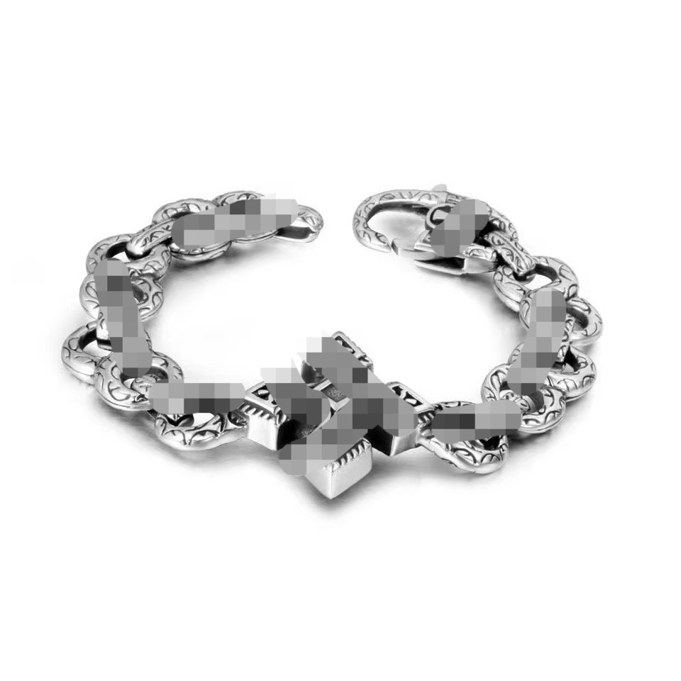 Bracelet classique pour hommes et femmes rétro thaïlandais argent croix dés Bracelet Punk