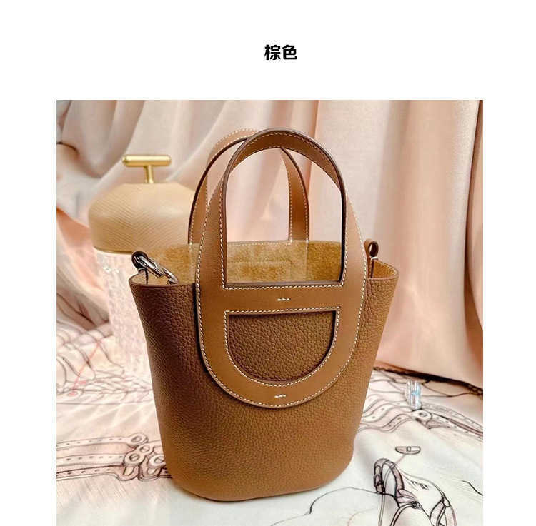 Designer Picotin Lock Bag 2023 New Togo Top Layer Cowhide Pig Nose Vegetable Basket Portable Bucket Large Capacity Commuter Women's MHRK