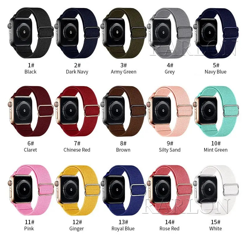 Bandas de relógio de nylon elásticas Solo Loop Strap para Apple 49mm 44mm 40mm 45mm 41mm 42mm 38mm pulseira ajustável iWatch Series Ultra 8 7 6 SE 5 Watchband