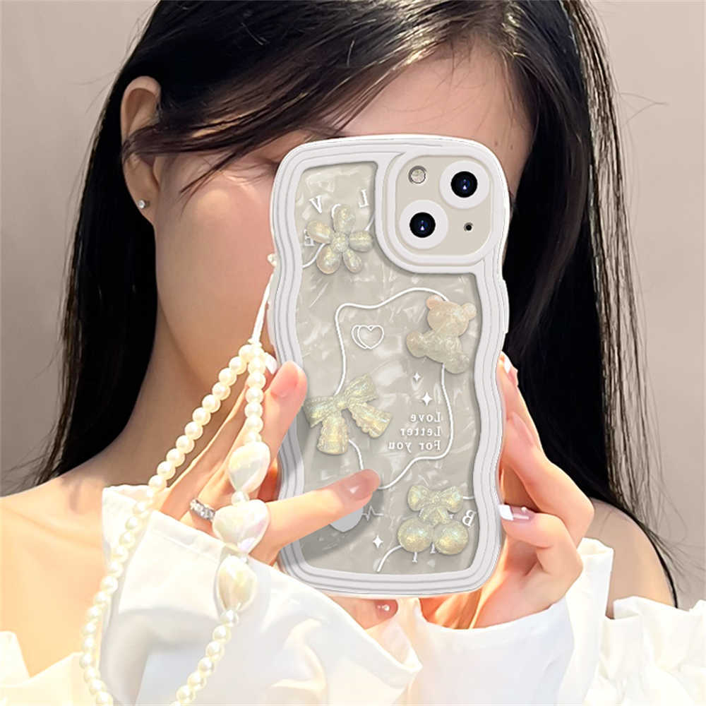 Blanc Perle Téléphone Charme Baroque Perle Irrégulière Cristal Verre Perlé Chaînes De Téléphone Femmes Bracelet Accessoires Anti-perte Bracelet L230619