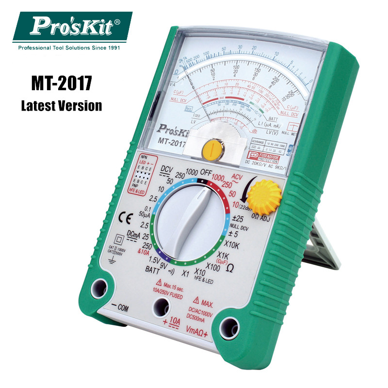 Original Pro'sskit MT-2017 Säkerhetsstandard Skyddsfunktion Analog multimeter OHM Testmätare DC AC-spänningsström