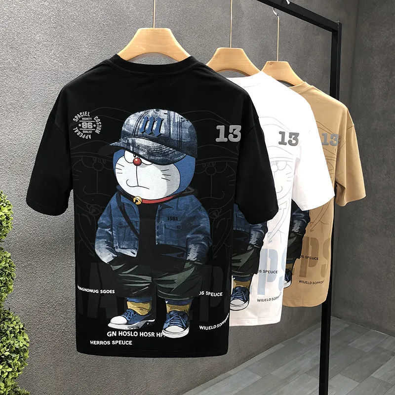 T-shirts pour hommes Cartoon Imprimé à manches courtes T-shirt Garçons Marée Marque Tendance 2023 Nouveaux Vêtements D'été Hommes Beau Corps Chemise J230516