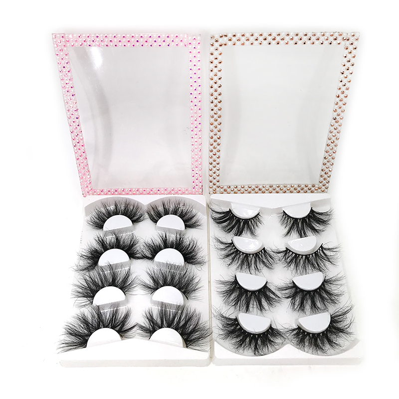 es de cils livre 25 mm doux 100% vrais cils de vison avec perle rose boîte d'emballage de cils personnalisés