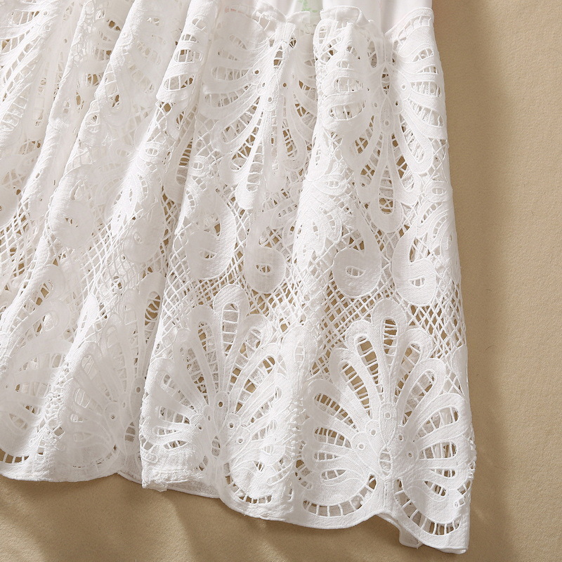 2023 outono branco floral impressão bordado vestido lanterna manga gola painéis longos maxi vestidos casuais s3q210720