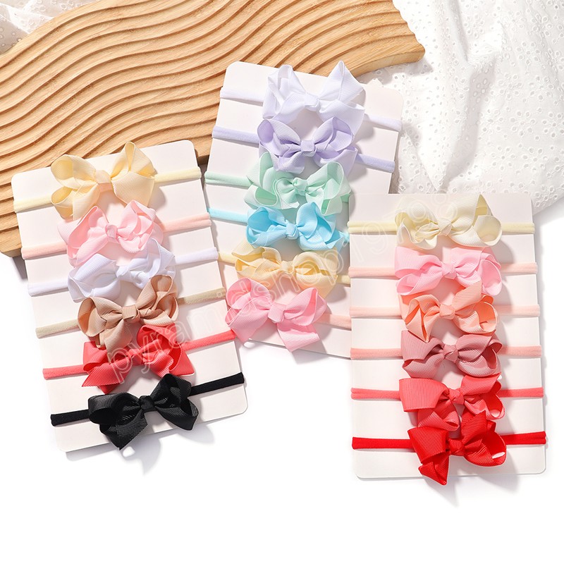 6 Stücke Neugeborenen Bögen Elastische Haarbänder Stirnbänder für Baby Mädchen Blume Nylon Infant Kleinkind Haarband Kopfbedeckungen Kinder Haar Zubehör