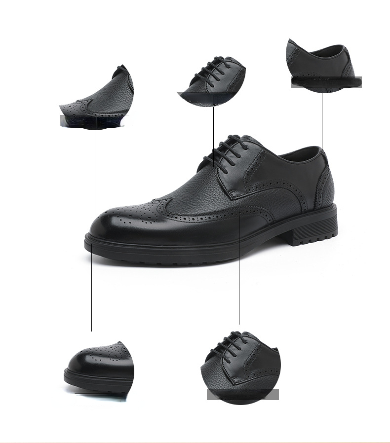 Soft Leather Mens Casual Business Shoes Genuine Leather Designer Elegant Black Brogues New Style Wedding Social Dress Shoes Man