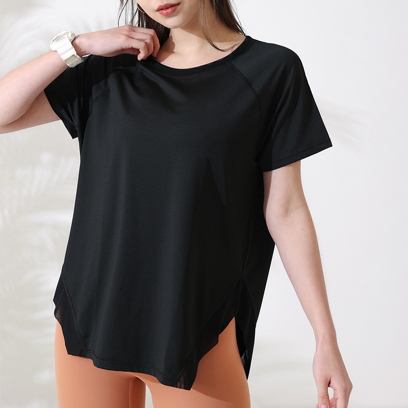 lu Yoga Summer Shirts Women's Round Collar Short Sleeve Blouse Breathable Sports Fitness Solid Color T-shirt T988