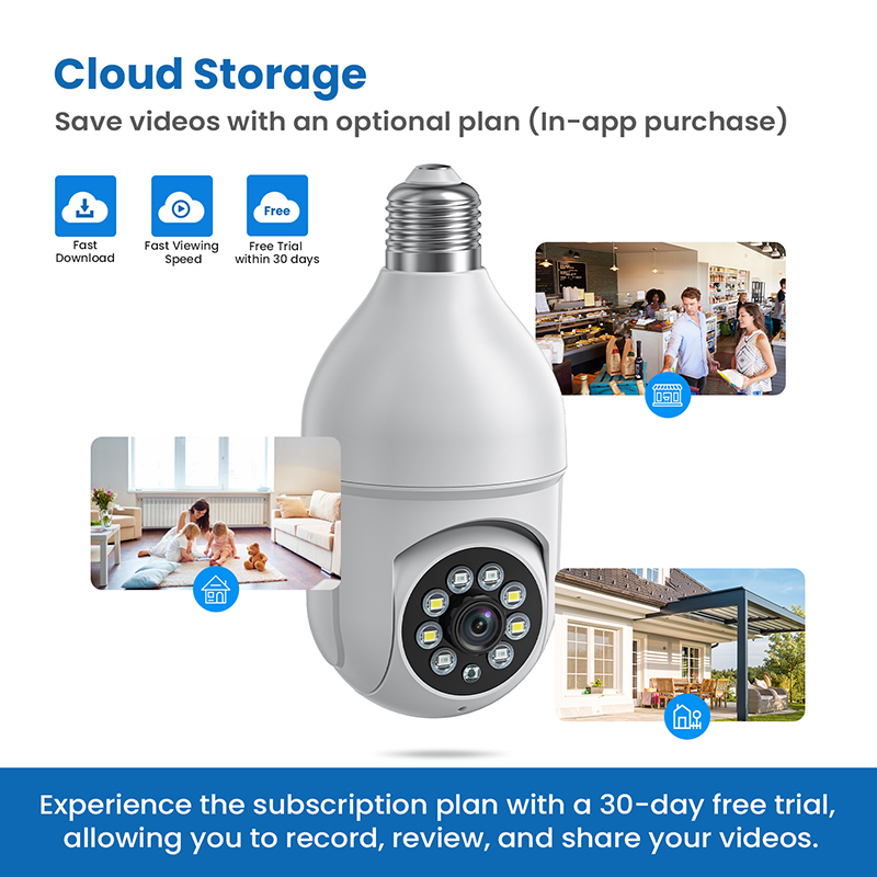 HT50 E27 Câmeras Bulb 1080P Pixels Single Doul Light Source Smart Dual-band WiFi Outdoor Network Light Bulb Camera Detecção de Movimento