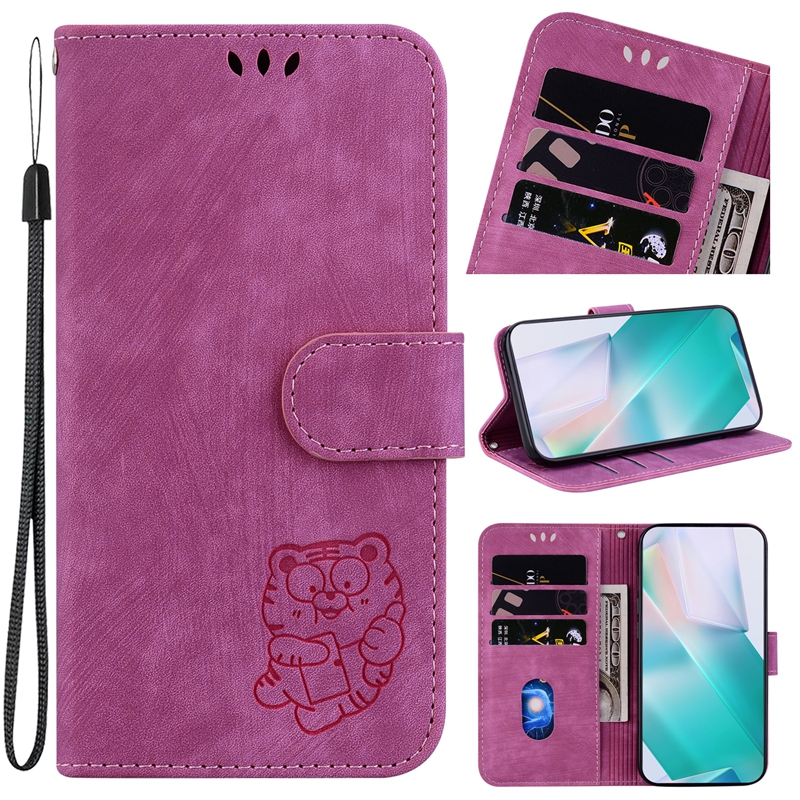 Tigre PU cuir portefeuille étuis pour Iphone 15 Pro Max 14 Plus 13 12 11 Pro XR XS 8 7 TPU empreinte mignon Animal crédit carte d'identité titulaire de la fente mode téléphone couverture rabat pochettes de livre