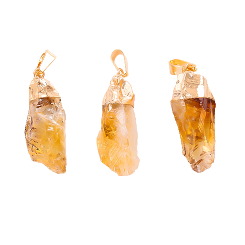 Natural Druzy topaz irregular citrine crystal Pendant raw stone gold plated Charms for Necklace Earrings Jewelry Making Accessory