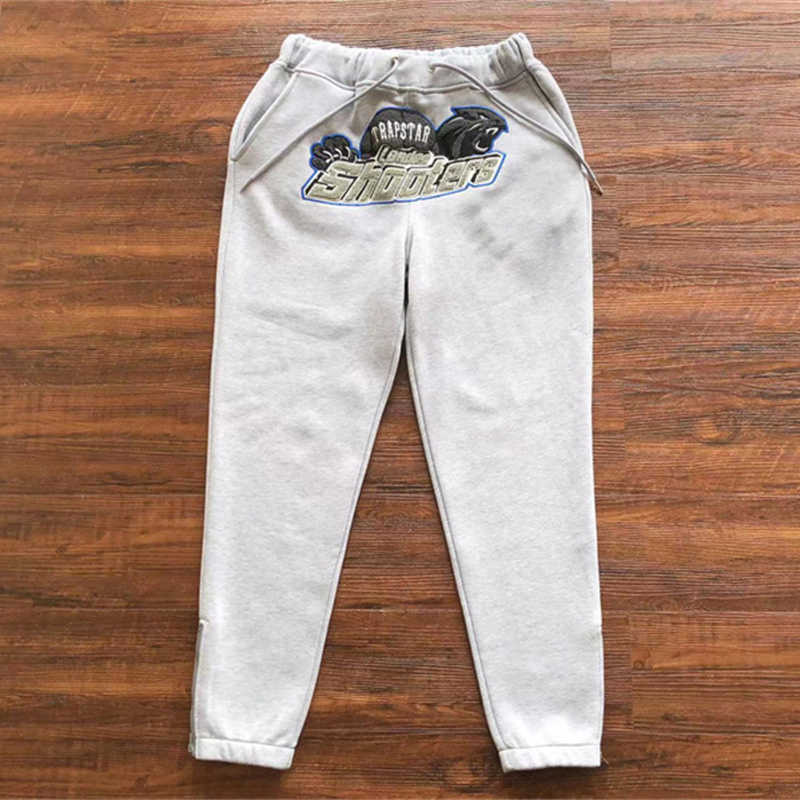 Chándales para hombre Shooting Trapstar Ss New Grey Tiger Head Toallas bordadas Chaqueta de lana de algodón de alta calidad con pantalones con capucha