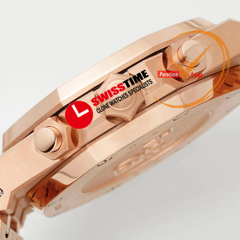 IPF 26331 ETA A7750 Automatisk kronograf Mens Watch 18K Rose Gold Brown Stick Dial Rostfritt stål Armband Super Edition Herrenuhr Reloj Hombre Swisstime E5