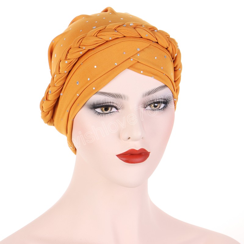 Paljett Braid Beanies Cap Women African Muslim Women Party Elastic Turban Hat Spring Autumn Femme Headwear