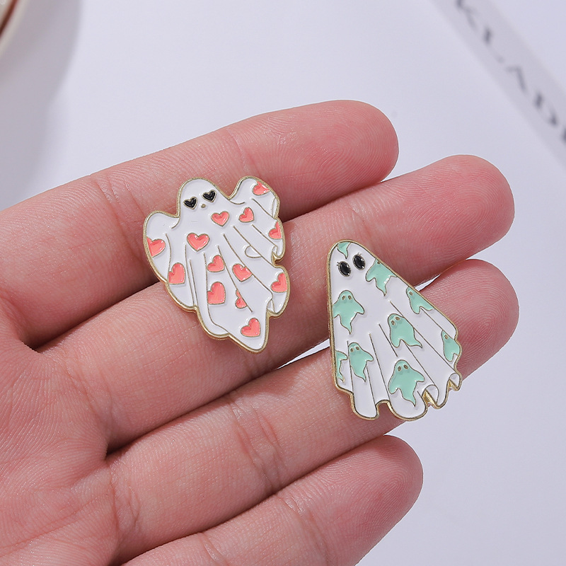 Cute Little Ghost Enamel Brooch Pins for Kids Halloween Jewelry Gift Hats Clothes Coat Shirt Brooches Children Lapel Pin Badage Boys Girls Accessories