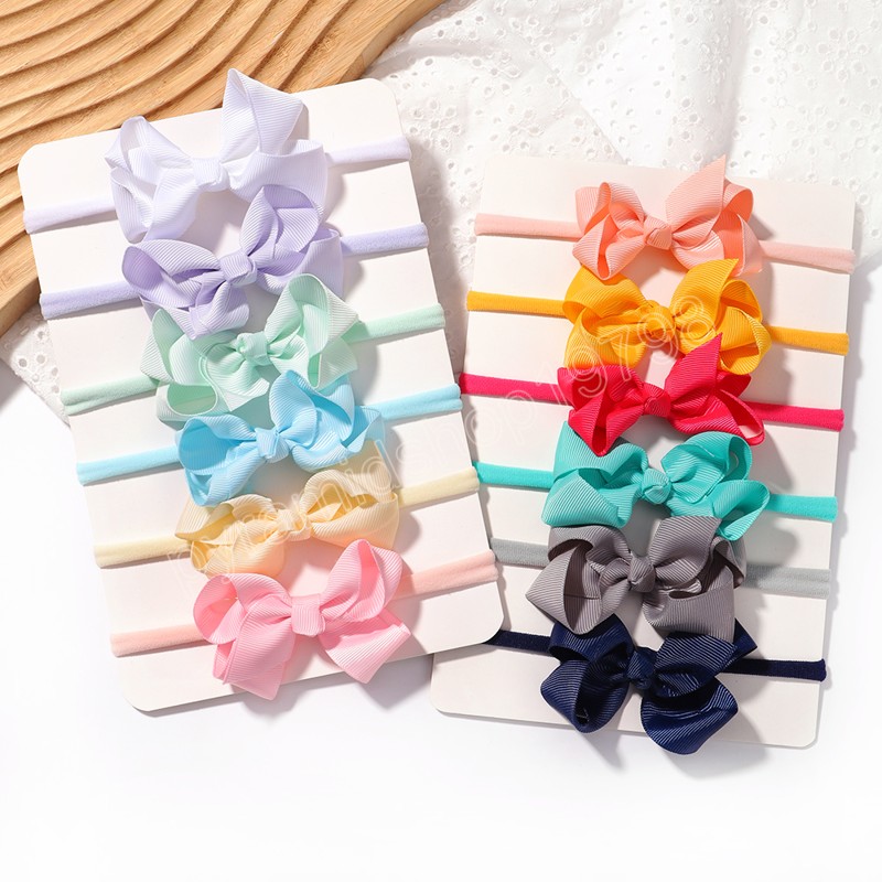 6 Stücke Neugeborenen Bögen Elastische Haarbänder Stirnbänder für Baby Mädchen Blume Nylon Infant Kleinkind Haarband Kopfbedeckungen Kinder Haar Zubehör